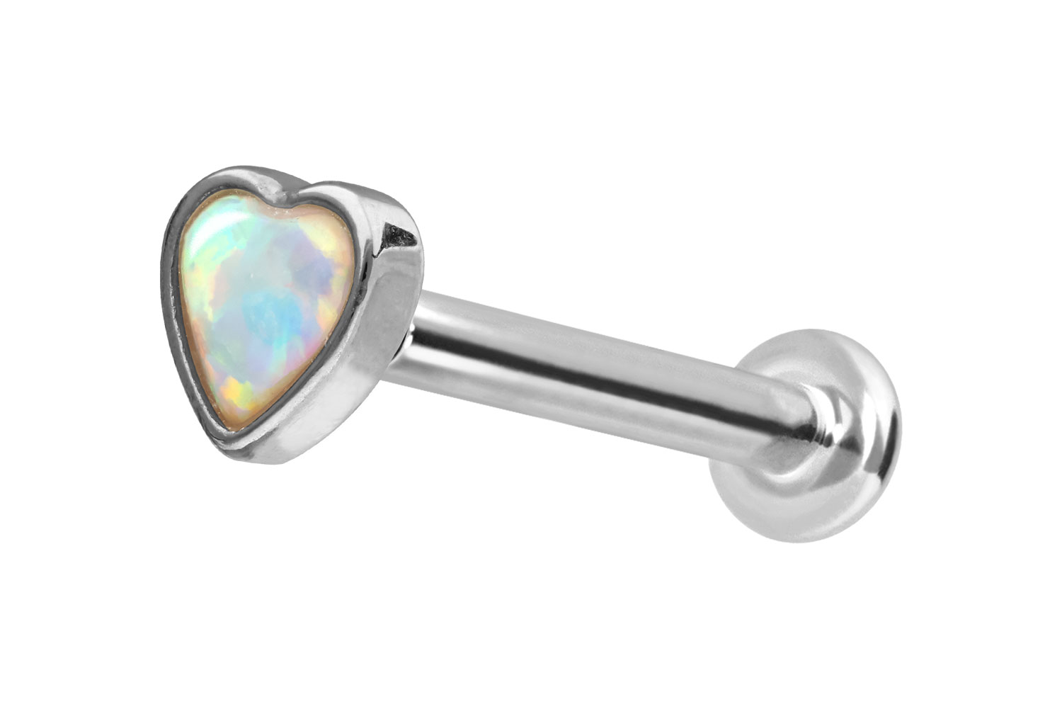 14 Karat Gold Labret Piercing mit Innengewinde SYNTHETISCHES OPALHERZ